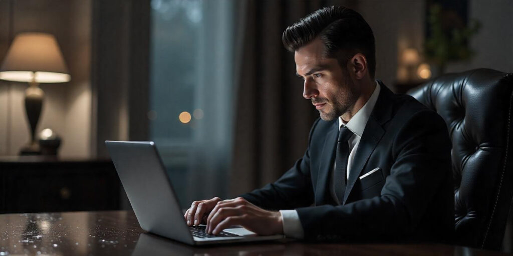 VIP player in online casino playing on laptop